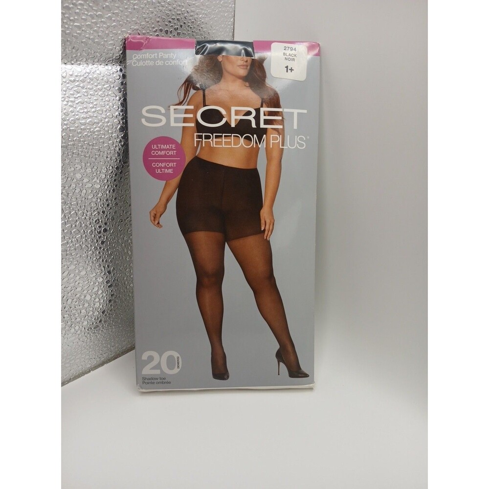 Secret Freedom Plus Comfort Pantyhose Hosiery Sheer Tights Black Size 1+ - Picture 2 of 3
